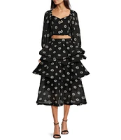 Buru Teagan Tiered Floral Coordinating Midi Skirt