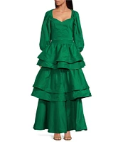 Buru Teagan Tiered Ruffle Full Length Pocketed A-Line Skirt