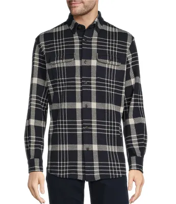 Button Down Collar Long Sleeve Plaid Coatfront Shirt