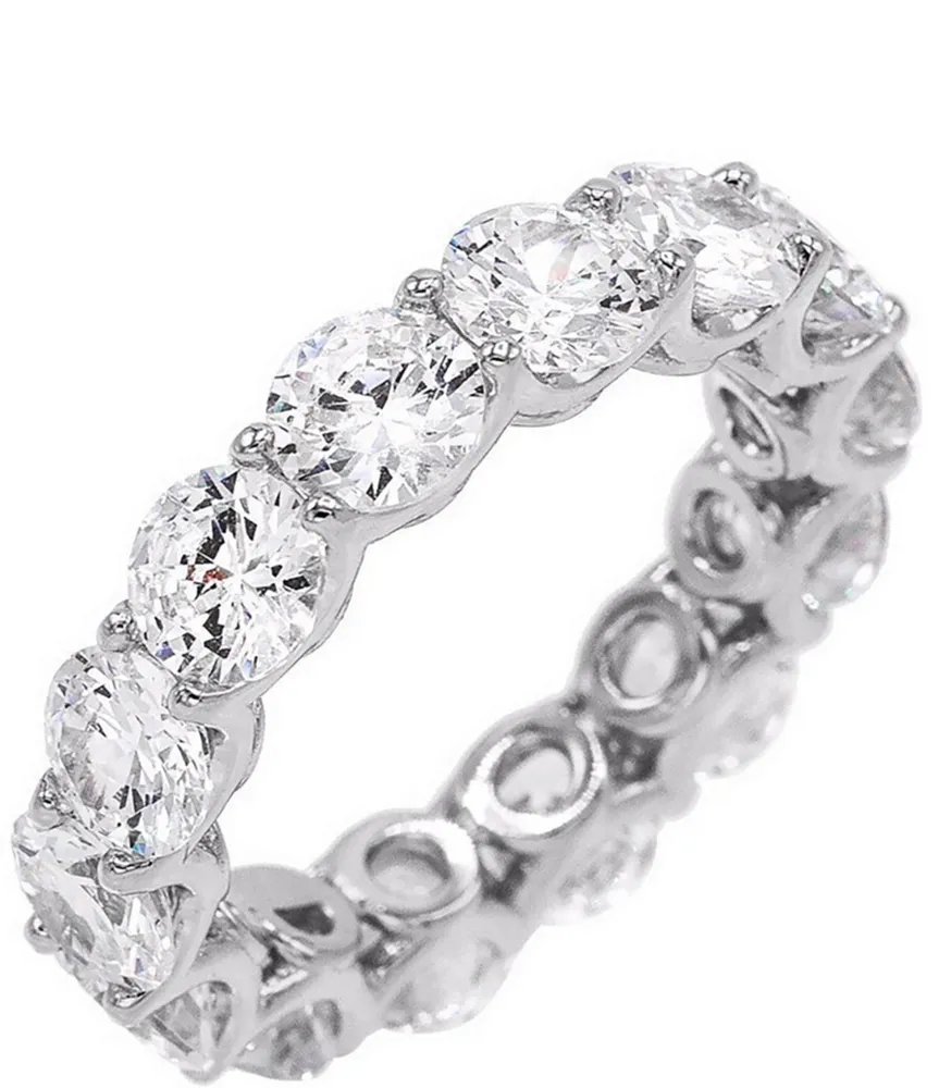 By Adina Eden Adinas Sterling Silver Eternity Crystal Band Ring