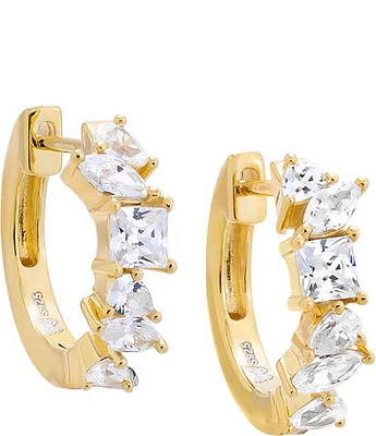 By Adina Eden CZ Crystal Multi Shape Huggie Hoop Earrings