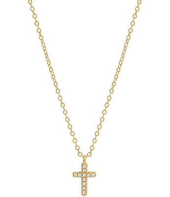 By Adina Eden Mini Pave Crystal Cross Short Pendant Necklace