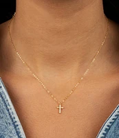 By Adina Eden Mini Pave Crystal Cross Short Pendant Necklace