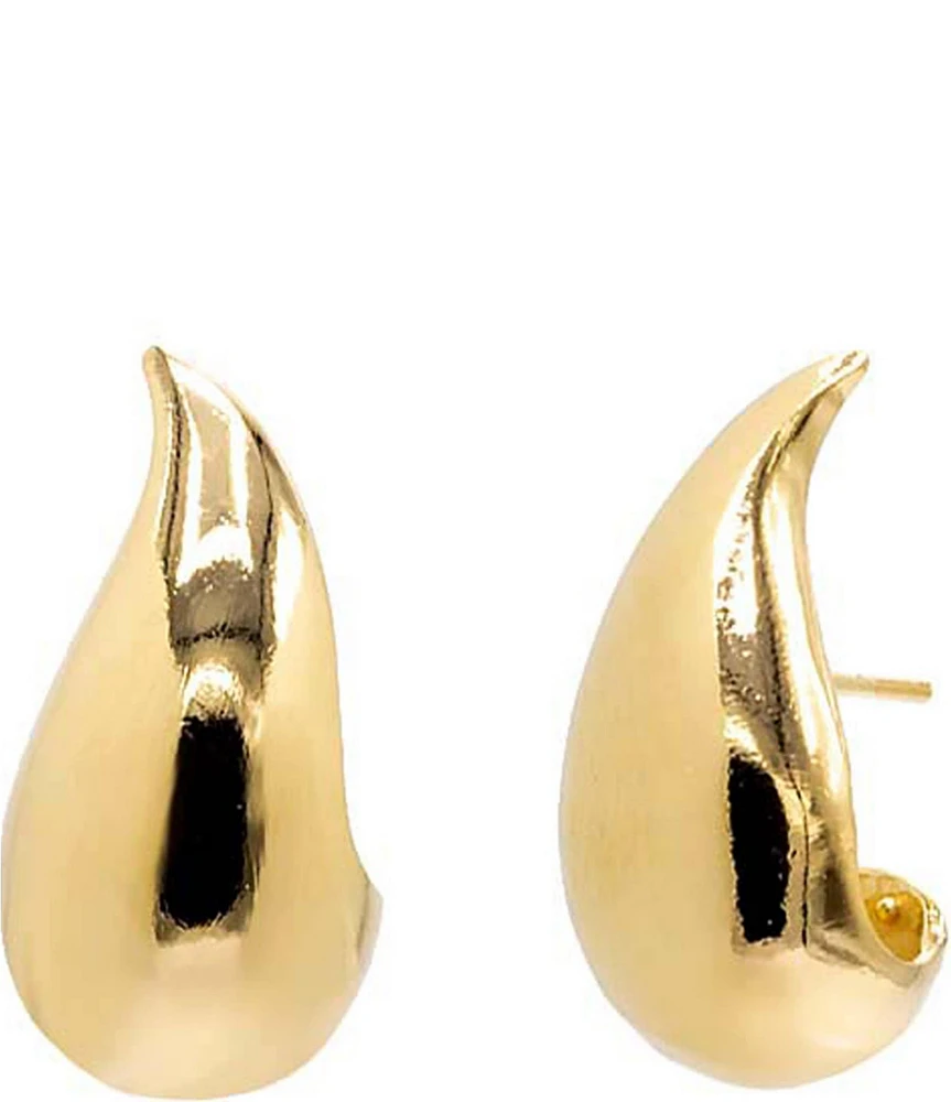 By Adina Eden Solid Curved Teardrop Hoop Earrings