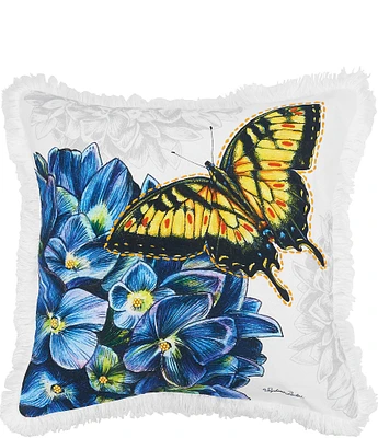 C&F Home Botanical Butterfly Floral Spring Printed and Embellished Throw Pillow