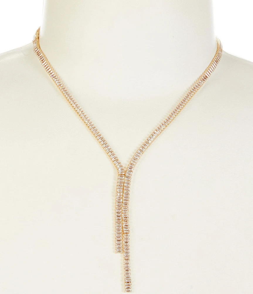 C by Cezanne CZ Baguette Tennis Collar Y-Necklace