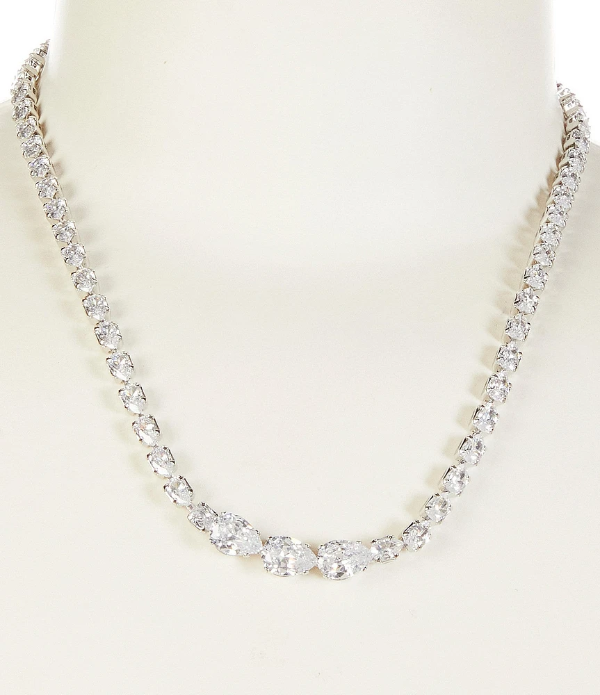 C by Cezanne Pear Crystal Tennis Chain Necklace