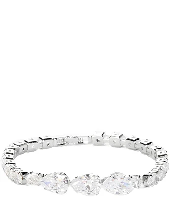 C by Cezanne Pear CZ Silver Tennis Line Bracelet