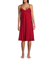 Cabernet Jacquard Stripe Woven Satin Sleeveless V-Neck Chemise