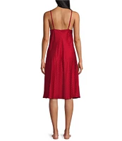 Cabernet Jacquard Stripe Woven Satin Sleeveless V-Neck Chemise