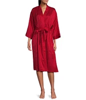 Cabernet Jacquard Stripe Woven Tie Waist Short Wrap Robe