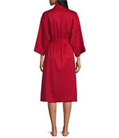 Cabernet Jacquard Stripe Woven Tie Waist Short Wrap Robe