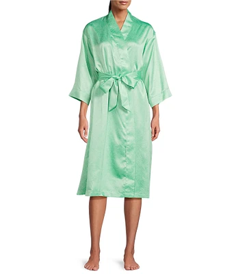 Cabernet Leafy Satin 3/4 Sleeve Coordinating Wrap Robe