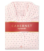 Cabernet Long Sleeve Notch Collar Dotted Fleece Pajama Set