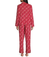 Cabernet Long Sleeve Notch Collar Floral Fleece Holiday Pajama Set