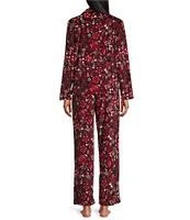 Cabernet Long Sleeve Notch Collar Paisley Print Fleece Pajama Set