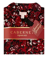 Cabernet Long Sleeve Notch Collar Paisley Print Fleece Pajama Set