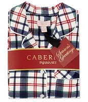 Cabernet Long Sleeve Notch Collar Plaid Print Fleece Pajama Set