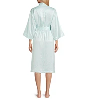 Cabernet Satin 3/4 Sleeve Coordinating Dotted Wrap Robe