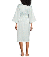 Cabernet Satin 3/4 Sleeve Coordinating Floral Wrap Robe