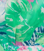 Cabernet Satin Tropical Print 3/4 Sleeve Coordinating Wrap Robe