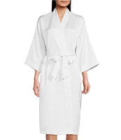 Cabernet Solid Satin Short Wrap Robe