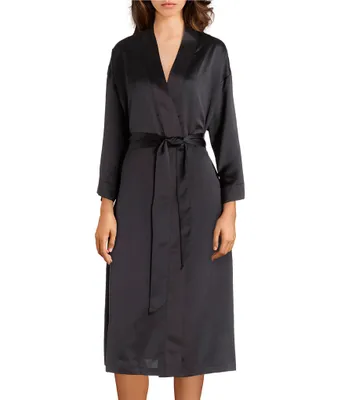 Cabernet Solid Satin Short Wrap Robe