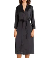 Cabernet Solid Satin Short Wrap Robe