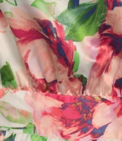 Cabernet Woven Satin Floral Shawl Collar 3/4 Kimono Sleeve Tie Waist Short Robe