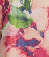 Cabernet Woven Satin Floral Print Sleeveless V-Neck Midi Chemise