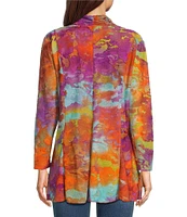 Calessa Burnout Tie-Dye Open-Front Knit Cardigan