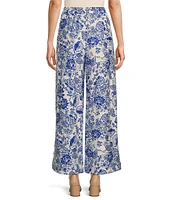 Calessa Coordinating Antique Floral Wide Leg Pull-On Pants