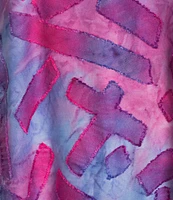 Calessa Burnout Knit Tie-Dye Round Neck Short Sleeve Asymmetric Hem Tunic