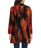 Calessa Burnout Tie-Dye Print Shawl Neck Open Front Knit Cardigan