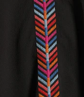Calessa Embroidered Patchwork Ruffle Split V-Neck 3/4 Sleeve Tunic