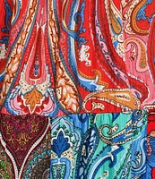 Calessa Embroidered Printed Split V-Neck 3/4 Sleeve Tunic