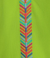 Calessa Embroidered Ruffle Split V-Neck 3/4 Sleeve Tunic