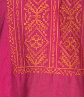 Calessa Embroidered Split V-Neck Long Sleeve Tunic