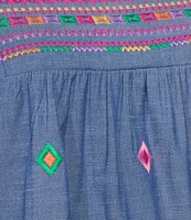 Calessa Embroidered Square Neck Short Sleeve Tunic