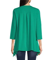 Calessa Embroidered V Neckline 3/4 Sleeve Tunic