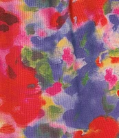 Calessa Mesh Abstract Print Split V-Neck 3/4 Sleeve Button Front Tunic