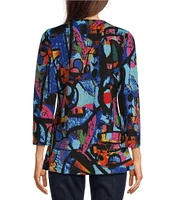 Calessa Modern Abstract Print Crew Neck 3/4 Sleeve Tunic