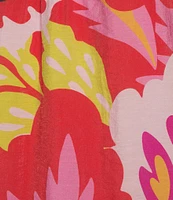 Calessa Modern Abstract Print Ruffled Split V-Neck Short Sleeve Tunic