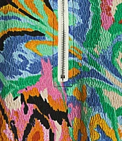 Calessa Petite Size Coordinating Knit Abstract Mosaic Print Crew Neck 3/4 Sleeve Tunic