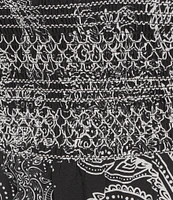 Calessa Plus Size Abstract Paisley Scoop Neck Ruffle Cap Sleeve Midi Dress