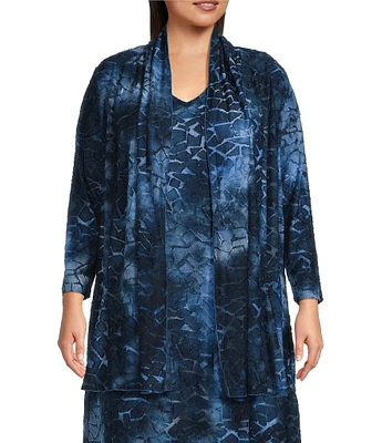 Calessa Plus Size Burnout Knit Open-Front Cardigan
