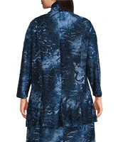 Calessa Plus Size Burnout Knit Open-Front Cardigan
