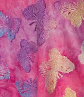 Calessa Plus Size Burnout Tie-Dye Butterfly Crew Neck 3/4 Sleeve Asymmetrical Hem Tunic