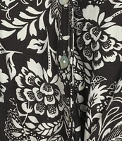 Calessa Plus Size Coordinating Garden Floral Point Collar Long Sleeve Tie-Front Blouse