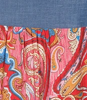 Calessa Plus Size Embroidered Printed Split V-Neck 3/4 Sleeve Tunic